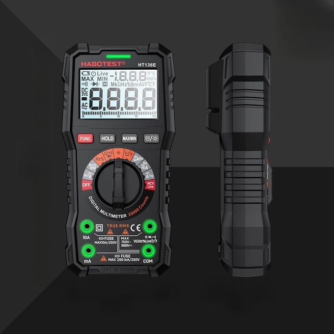 Digitale Multimeter - Spanningsstroomdetector - Elektrische Metingen - 10.000 Tellingen - AC/DC Temperatuur - Zwart
