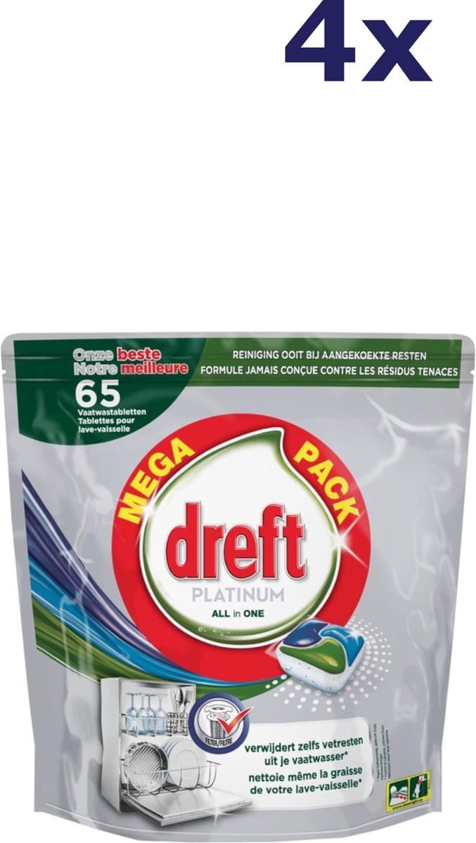 4x Dreft Platinum Allin1 - 65 tabs - original vaatwastabletten