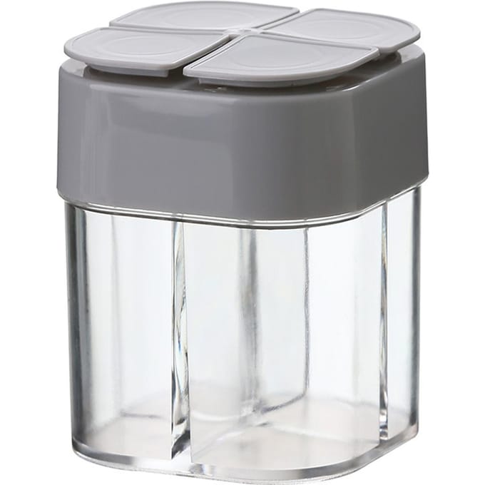 Kruidenbox met 4 vakken Multifunctioneel Draagbaar Stofdicht Afsluitbaar Transparante Kruidenopslag Gray gray