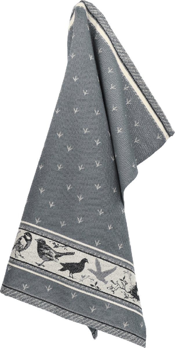 Bunzlau Castle Theedoek Birds – Anthracite, 100% Biokatoen