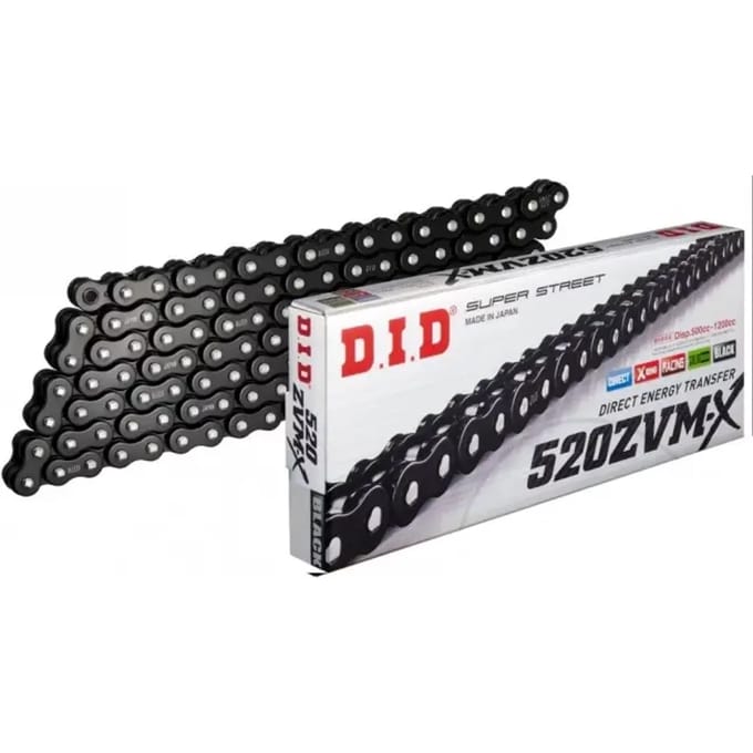 Motorfiets rolketting D.I.D 520Zvm-X(Bk&Bk) X 114 Mail. Zj