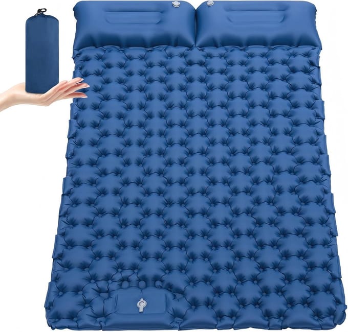 Slaapmat Zelfopblazend - 2 Persoons - Camping Matras - Ingebouwde Pomp - Blauw