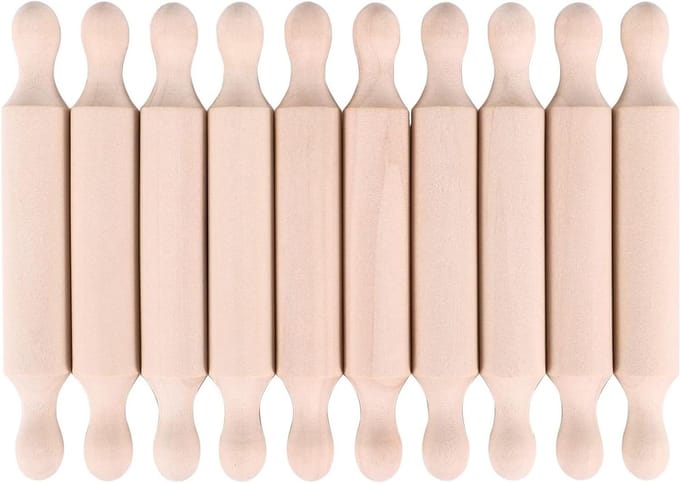 Mini-rollen deegroller - 6 inch - lange keukenbakrollen - klein houten deegrol - voor kinderen - pasta