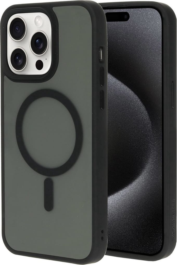 New Age Devi - Hoesje geschikt voor iPhone 15 Pro Max MagSafe - Shockproof - Doorzichtig Mat Zwart
