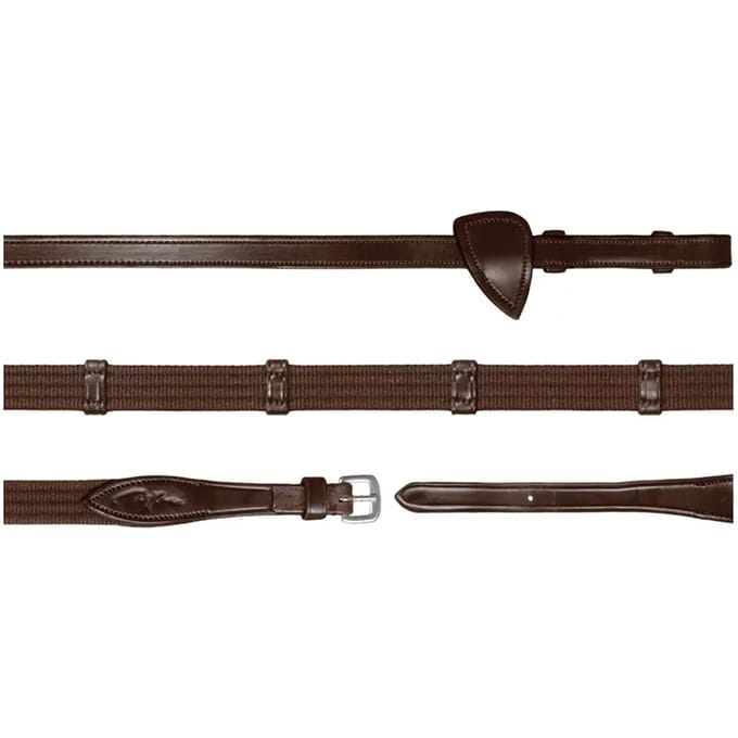 Dyon 5/8 Webband teugel met 9 leren stops Bruin - Full | Teugels paard