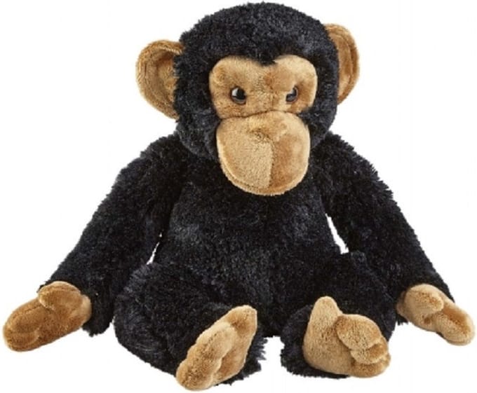 Ravensden Pluche knuffel dier Chimpansee aap - zwart - 30 cm - Speelgoed apen knuffelbeesten