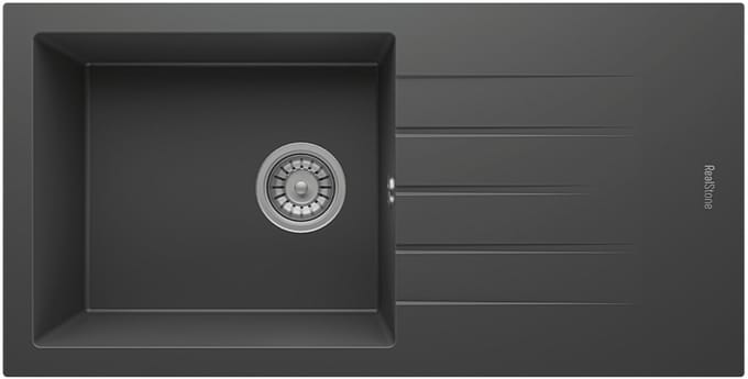 Realstone Graniet Spoelbak Keuken Antraciet Inclusief Aansluitstukken