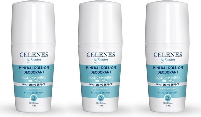 Celenes by Sweden Thermal Roll-On Deodorant - 75ml x 3 stuks - Whitening & Antitranspirant