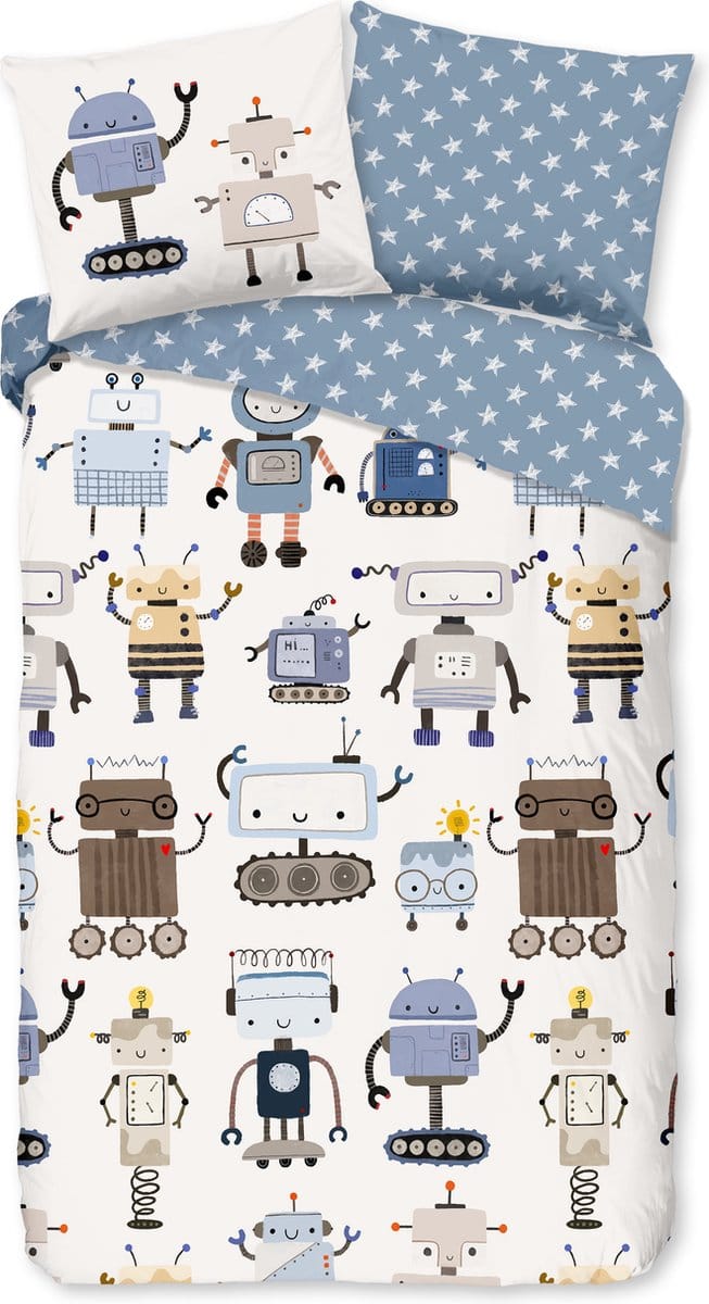 Good Morning dekbedovertrek robots - 1 persoons 140x200/220 cm - Multi - 100% Katoen renforc�