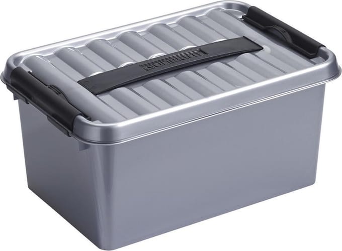 Sunware Q-Line opbergbox 6L - 30x20x14.5 - Metaal/Zwart