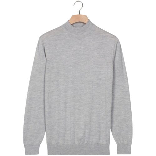Thomas Maine Trui Turtle Neck Merino Single Knit Subtle Melange Licht Grijs / male