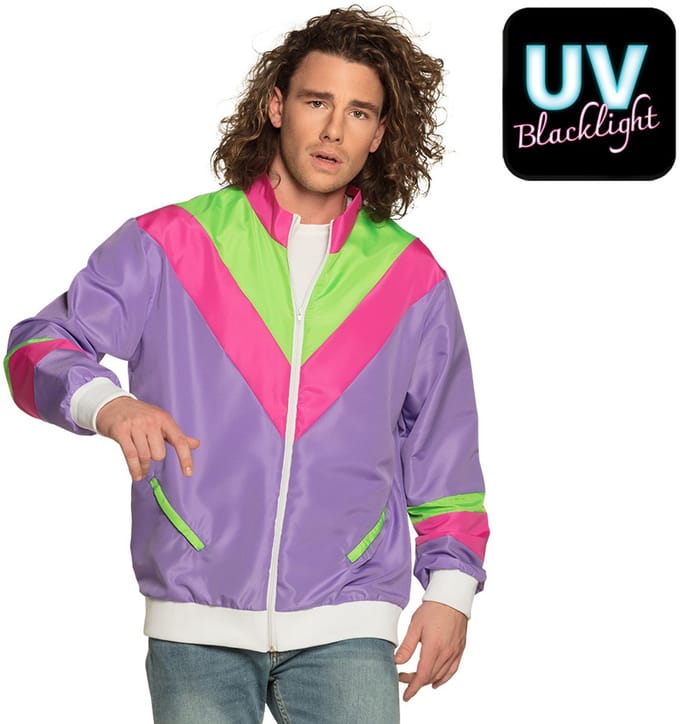 Boland - Trainingsjasje Retro dude paars (M) - Volwassenen - - 80's & 90's - Disco