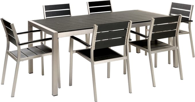 VERNIO - Tuinset voor 6 - Zwart/Zilver - Kunsthout