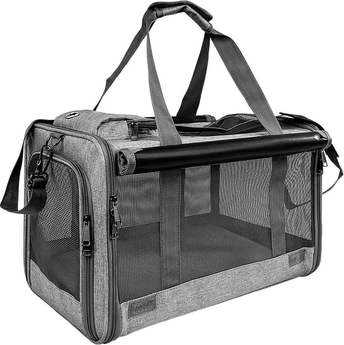 Huisdier drager - Draagbare tas - Veilig reizen - Ademend ontwerp - 46x30x30 cm - Grijs
