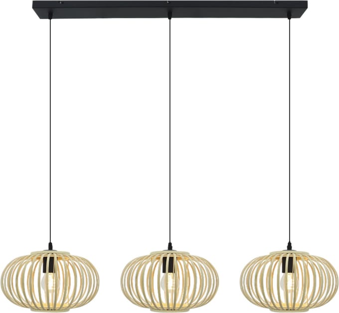 Olucia - LIEVE - Hanglamp - Bruin / Zwart - 3L - Vorm: Rechthoek