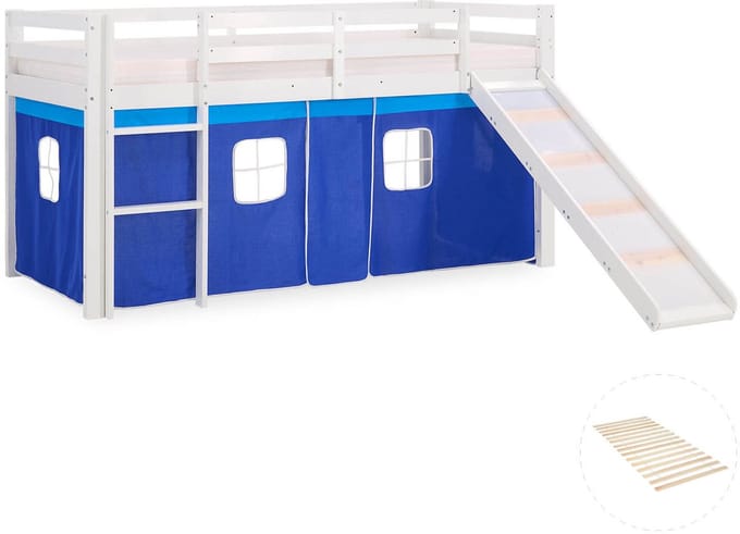 Homestyle4u Hoogslaper - 90x200 cm - Lattenbodem - Blauw