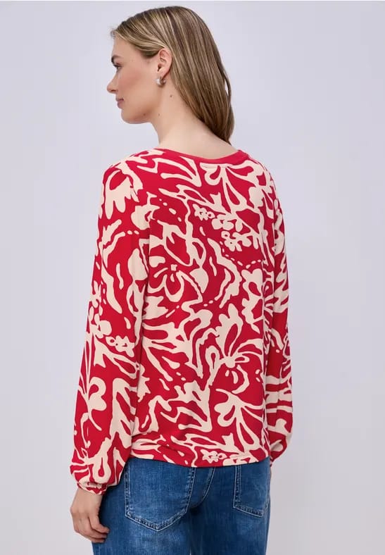 Shirt met ronde hals en volumemouwen