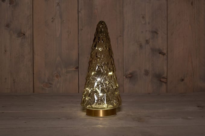 Anna's Collection kerstverlichting boom glas h28.5cm amber goud