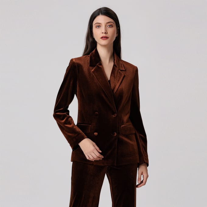 Fluwelen blazer met dubbele rij knopen