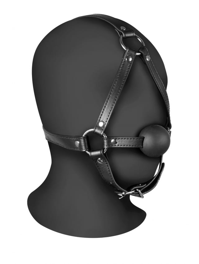 Hoofdharnas met Solid Ball Gag - Zwart