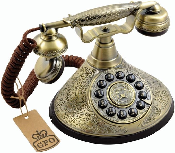 Draadloze Telefoon - Klassieke Vorm - Thuisgebruik - Drukknop Bediening - Groot Formaat - Brons Metallic