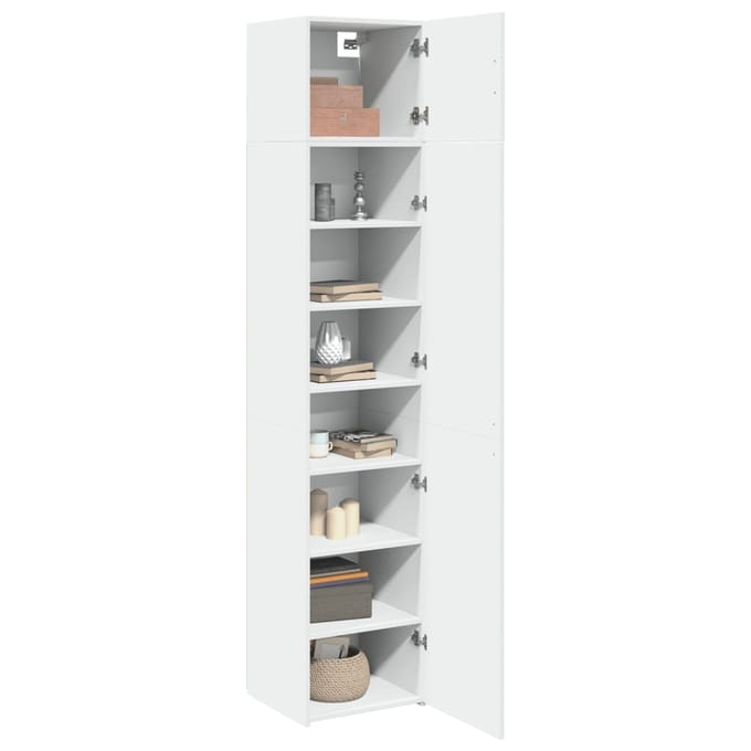 vidaXL - Opbergkast - smal - 45x42,5x225 - cm - bewerkt - hout - wit