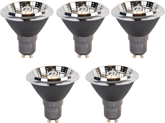 LUEDD Set van 5 GU10 3-staps dim to warm LED lamp AR70 6W 320 lm 2000-3000K