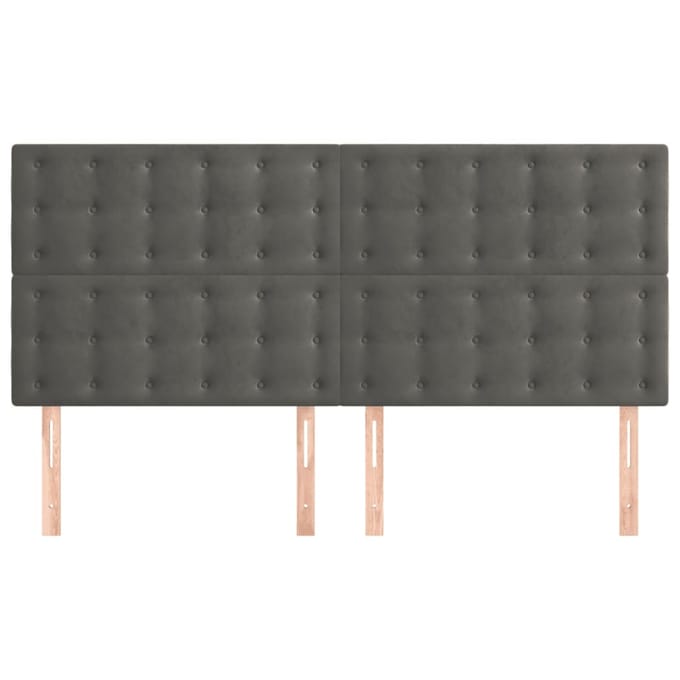 vidaXL - Hoofdbord - donkergrijs - 200x5x118/128 - cm - Fluweel