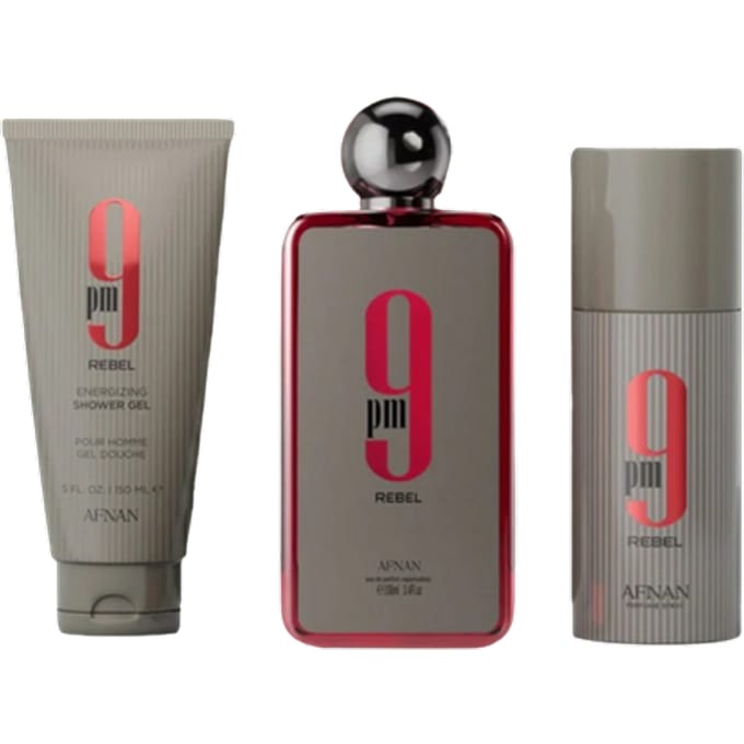 Afnan 9PM Rebel Eau De Parfum, Shower Gel & Deodorant Spray Gift Set