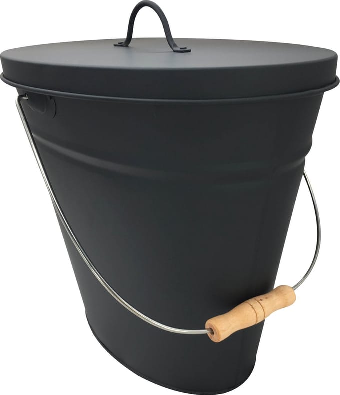 Asemmer met deksel zwart - pellet emmer - kolenemmer - 19 liter