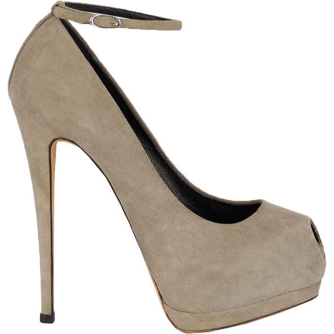 Taupe Suède Platform Pump met Enkelsluiting - '20s