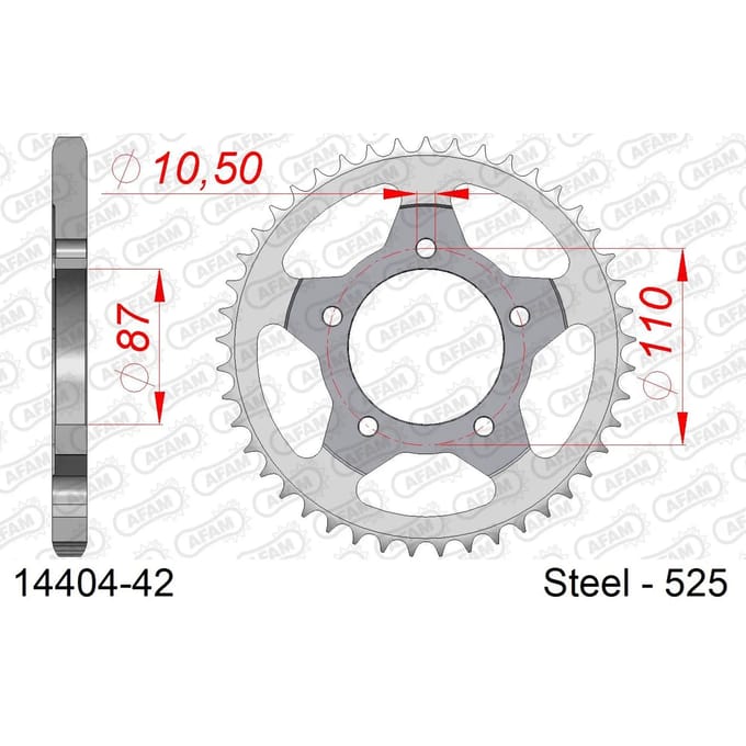 Stalen tandwiel Afam 525 42 dents