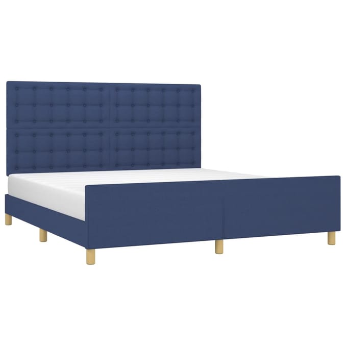 vidaXL - Bedframe - zonder - matras - stof - blauw - 160x200 - cm