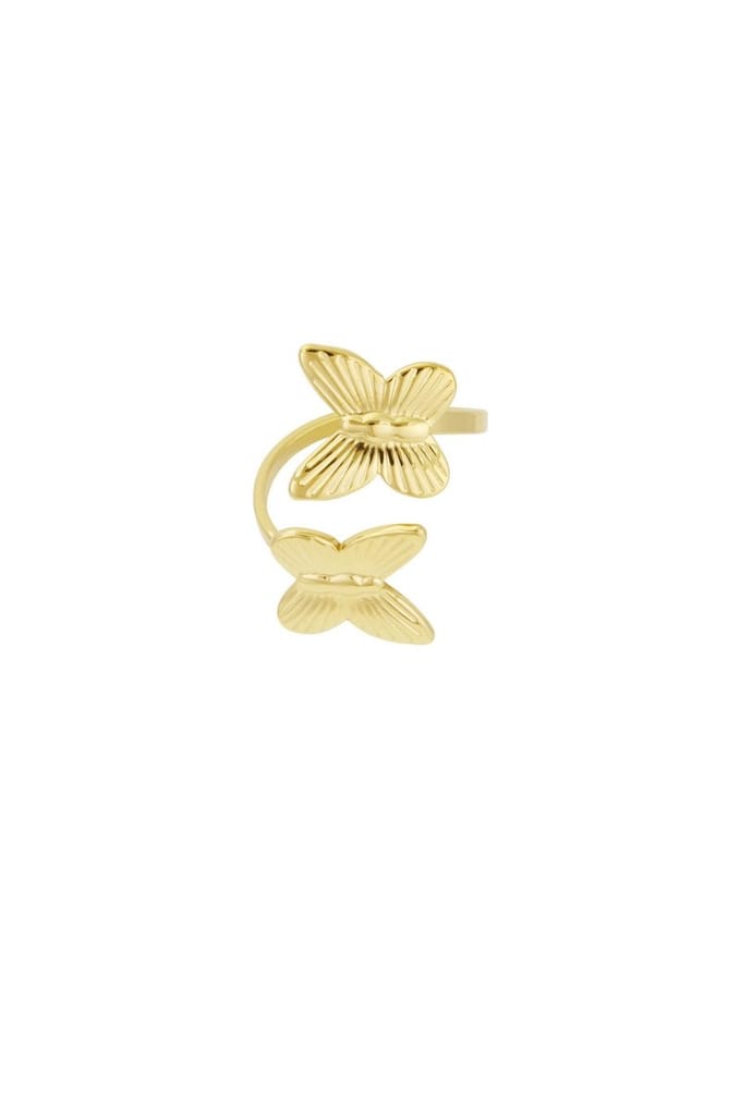 Bijoutheek Ring (Sieraad) 2 Vlinders One Size Goud