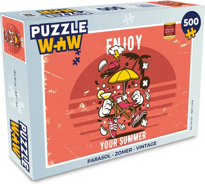 Puzzel Parasol - Zomer - Vintage - Legpuzzel - Puzzel 500 stukjes