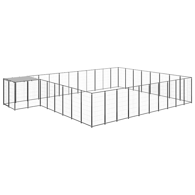 vidaXL Hondenkennel 25,41 m² staal zwart