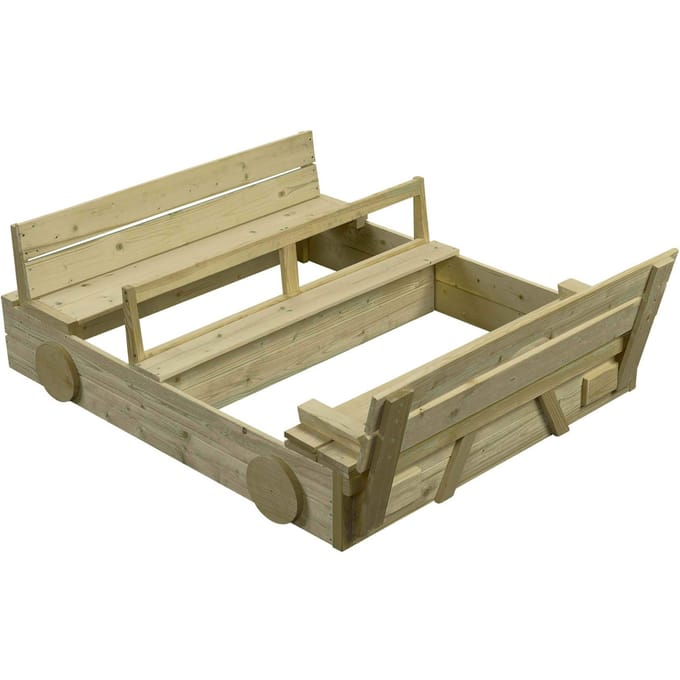 Houten zandbak met deksel 120x100cm, model auto