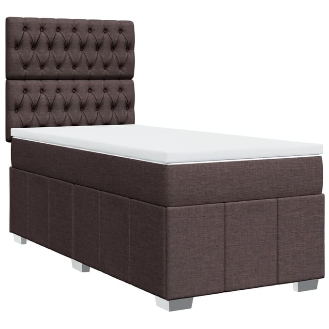 vidaXL - Boxspring - met - matras - stof - donkerbruin - 100x200 - cm