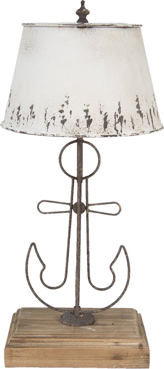 Clayre & Eef Tafellamp Ø 35x79 cm Beige Bruin Hout
