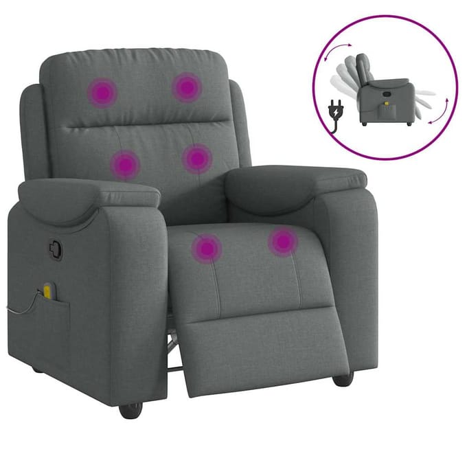 vidaXL - Massagestoel - in - donkergrijze - stof