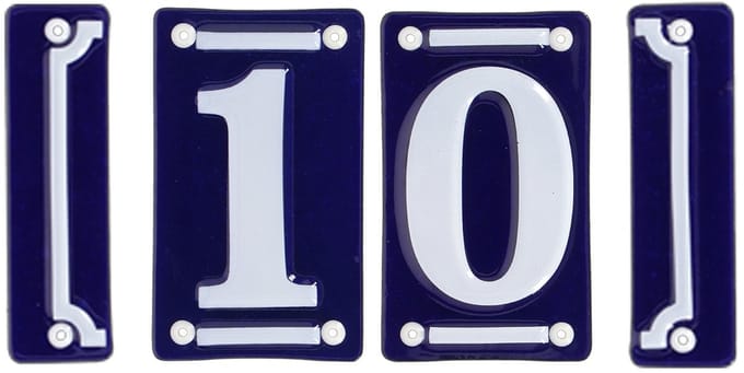 Best for Boots huisnummer 10 met sierrand - Oudhollands - emaille - blauw/wit
