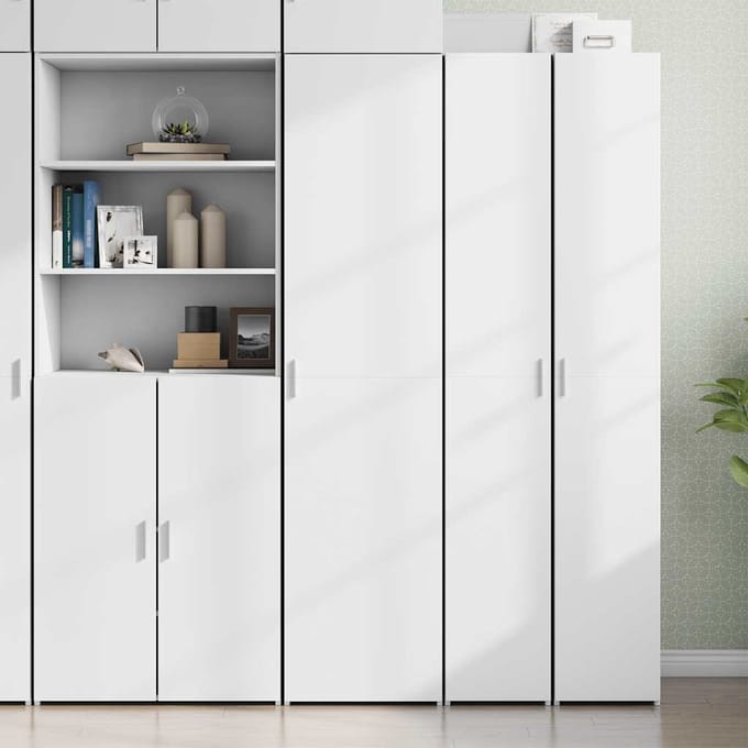 vidaXL - Hoge - kast - 45x42,5x185 - cm - bewerkt - hout - wit