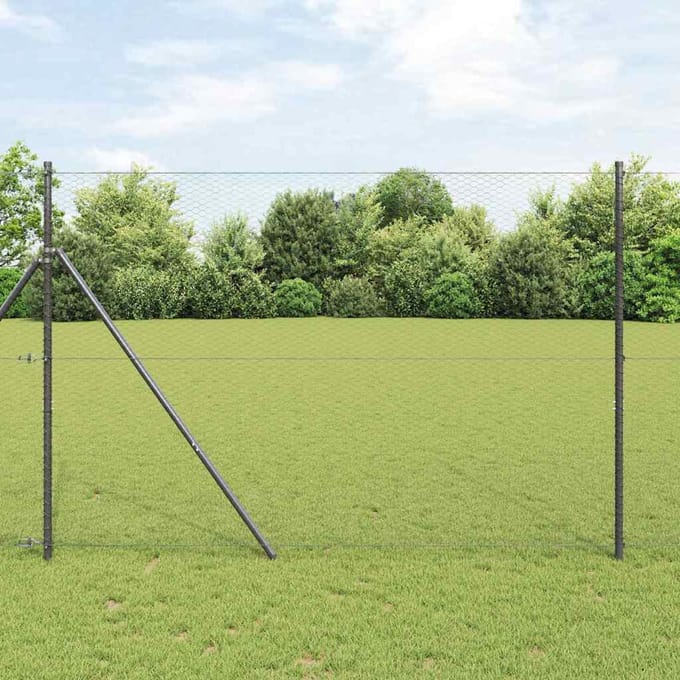 vidaXL - Hexagon - Hek - 1,6 - x - 25 - m - PVC - Grijs