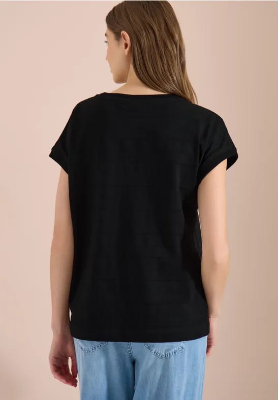 Shirt met boothals en textuur