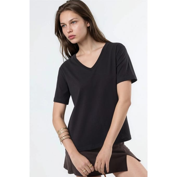 V-hals Effen Gebreid T-shirt