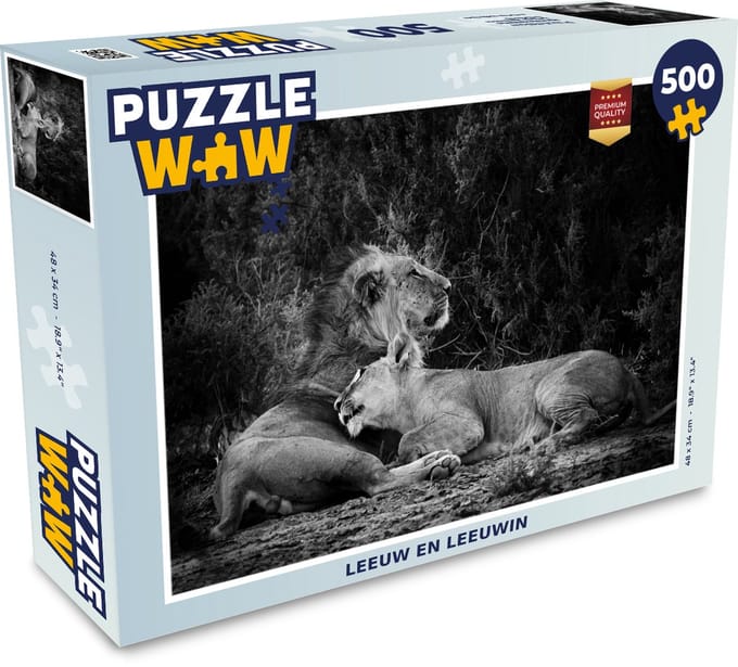 Puzzel Leeuwen - Zwart - Wilde dieren - Legpuzzel - Puzzel 500 stukjes