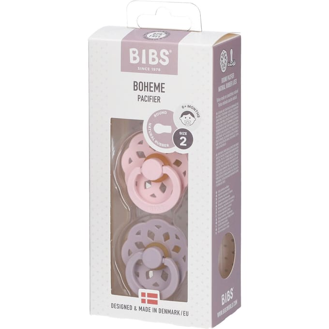 BIBS Boheme Fopspeen - 6-18 mnd - 2-pack - Rond - Blossom/Dusky Lilac