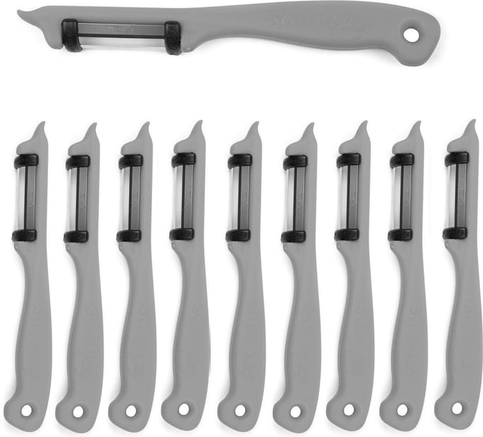Solingen Dunschiller Dubbel Mes – voor Fruit- en Groenteschiller – Kunststof – Grijs – 10 stuks