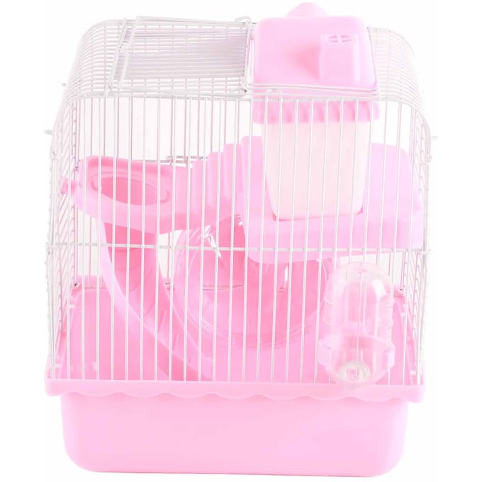 Kooi voor Hamster met 2 Verdiepingen Grote Ruimte Ontwerp met Hoge Onderbak Hamsterhabitat Kooi voor Huisdier Hamster Klein