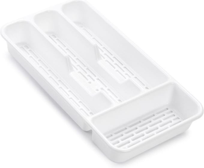 Plasticforte Bestekbak - 2x stuks - 4-vaks - wit - 33 x 18 x 4 cm - bestekhouders